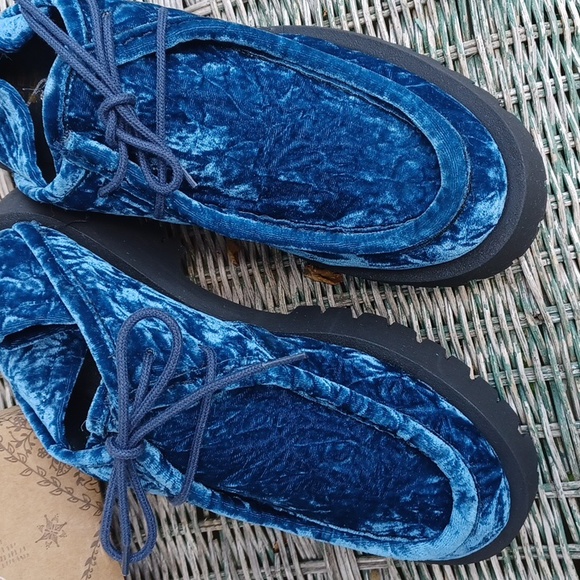 New W Box Free People Convertible Oxfords Velvet Blue - Picture 4 of 11